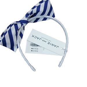 NWT Janie and Jack Headband Girls OS Blue White Striped Bow Nautical Church Play